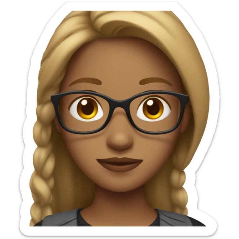 Girl with light brown hair and glasses sticker