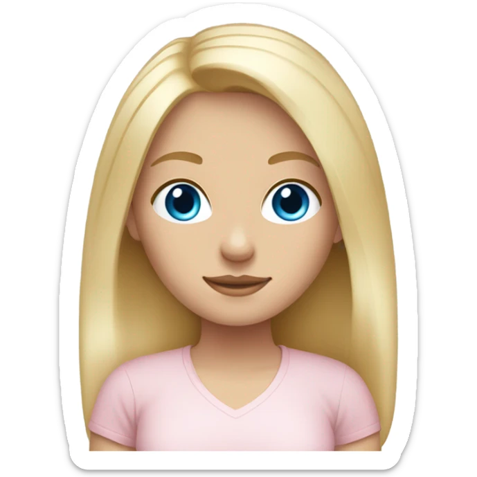Blue eyed blonde white girl in light pink shirt sticker