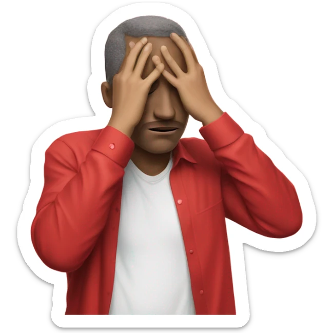 Face palm man emoji wearing a shirt that says supreme inside of a red rectangle  sticker