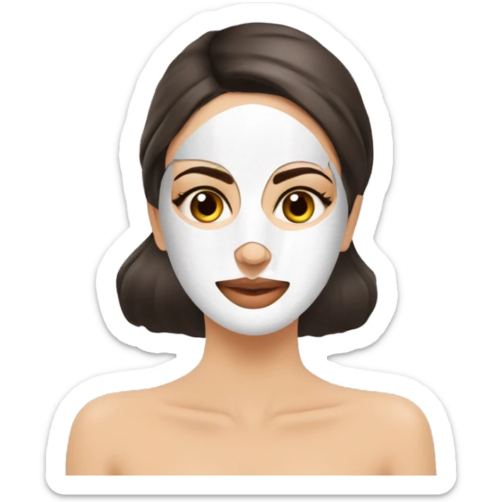 Beautiful Armenian girl with face mask spa beauty full face relaxing sticker