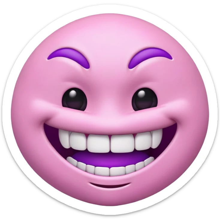 3D emoji of an awkward smile face with clenched teeth, soft pink/purple color palette, expressive sticker