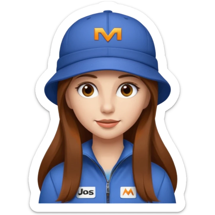 dziewczyna w długich brązowych włosach z czapką mclarena f1 sticker