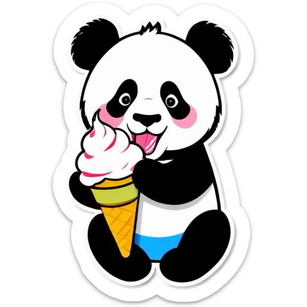 Panda eating ice cream sticker