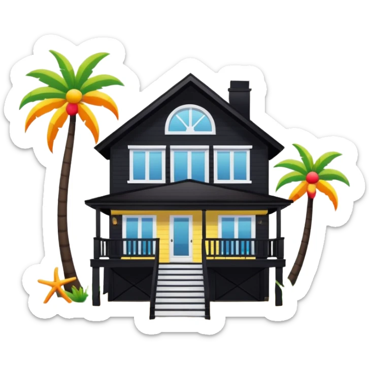 beach house house no trees not wooden like cartoonish almost only the front sticker