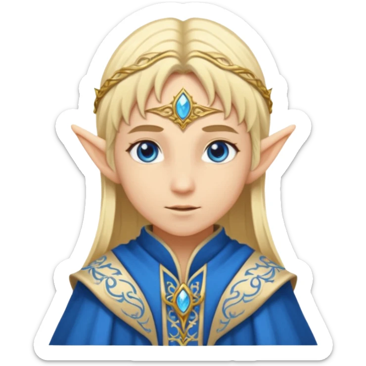 Cinematic Realistic WoW Elf Mage Portrait, depicted with Blonde hair and blue eyes sticker