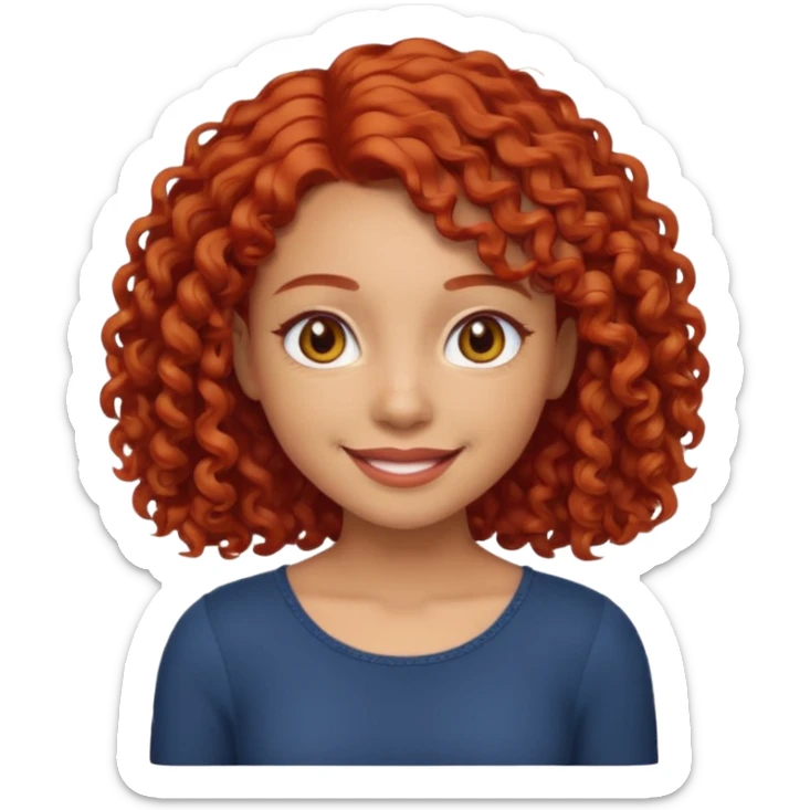 Light skin emoji girl with light brown eyes and shoulder length curly red hair  sticker