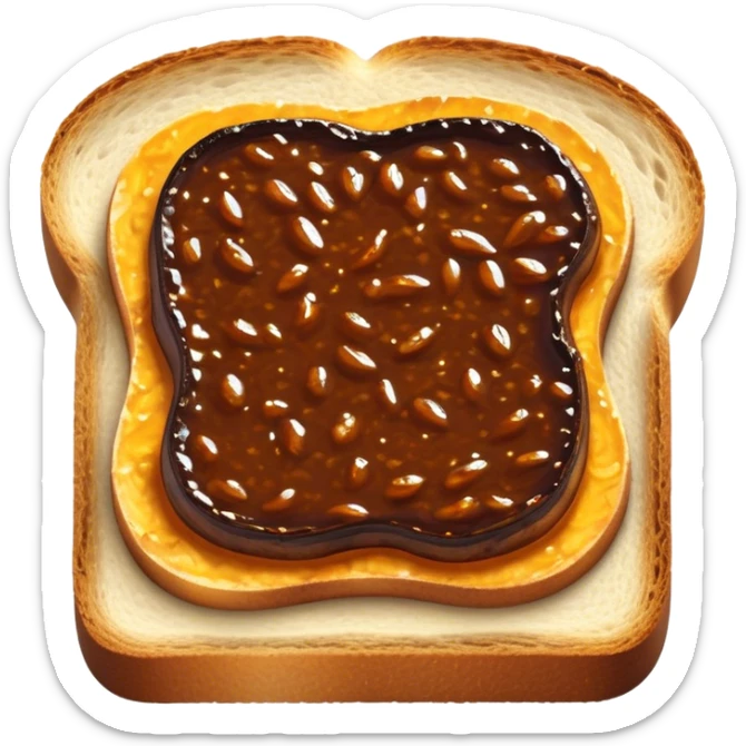 Cinematic Realistic Vegemite on Toast Dish Emoji, depicted with a generous spread of savory Vegemite on perfectly toasted bread, rendered with vibrant textures and warm lighting that captures its uniquely Australian flavor. sticker