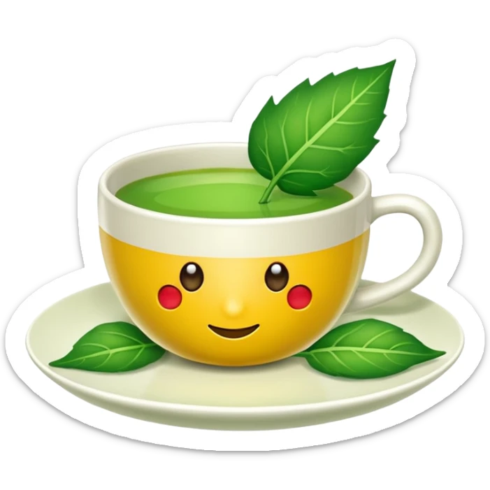 Te  - taza blanca con una hoja a un lado del plato- No dentro sticker