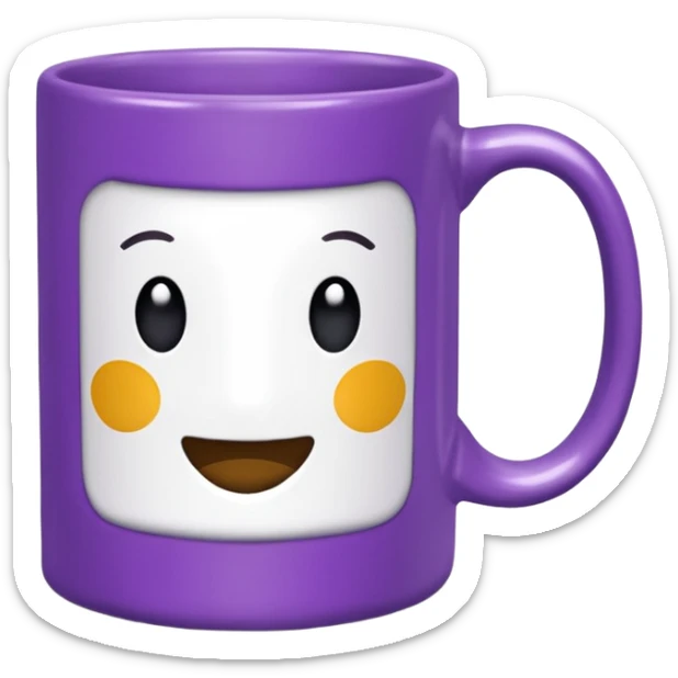 Emoji de taza blanca de la serie ‘friends’ el marco color morado sticker