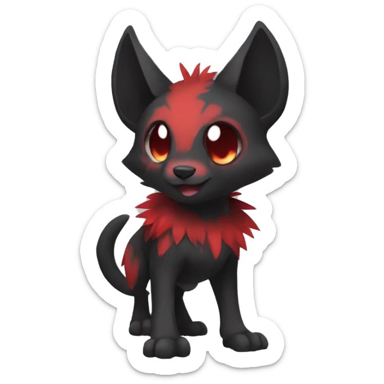 cute edgy black red animal hybrid Fakemon full body sticker
