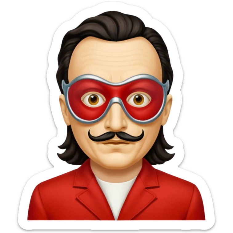 Emoji de la película La casa de papel máscara y la ropa rojo y la máscara color crema  realista  sticker