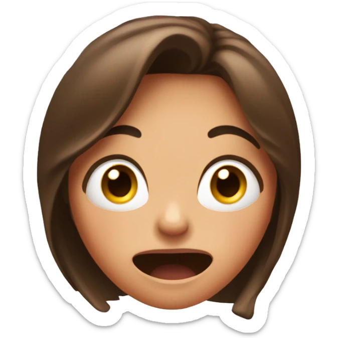 shocked face and unbelieveable girl with brown long hair sticker