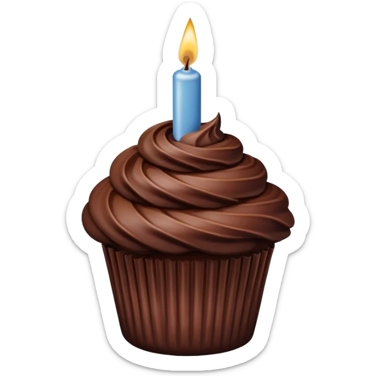 chocolate birthday cupcake with a tube of chocolate sticking out  sticker