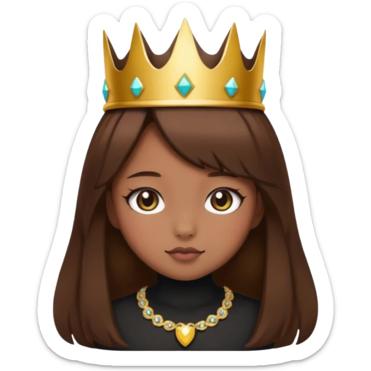  black cat kawaii brown hair girl with crown sticker