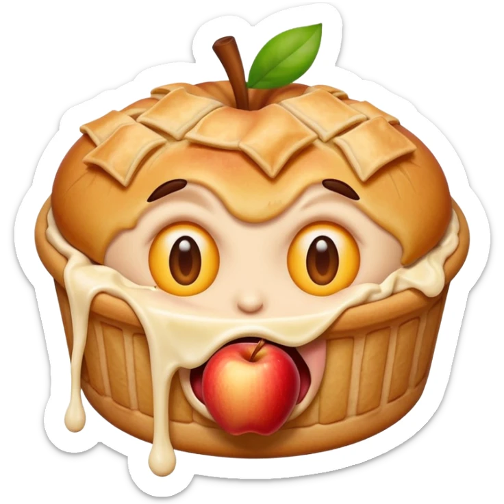 Emoji shaking it head with it’s tongue out and crazy eyes like it just saw a apple pie and is dying to eat it sticker