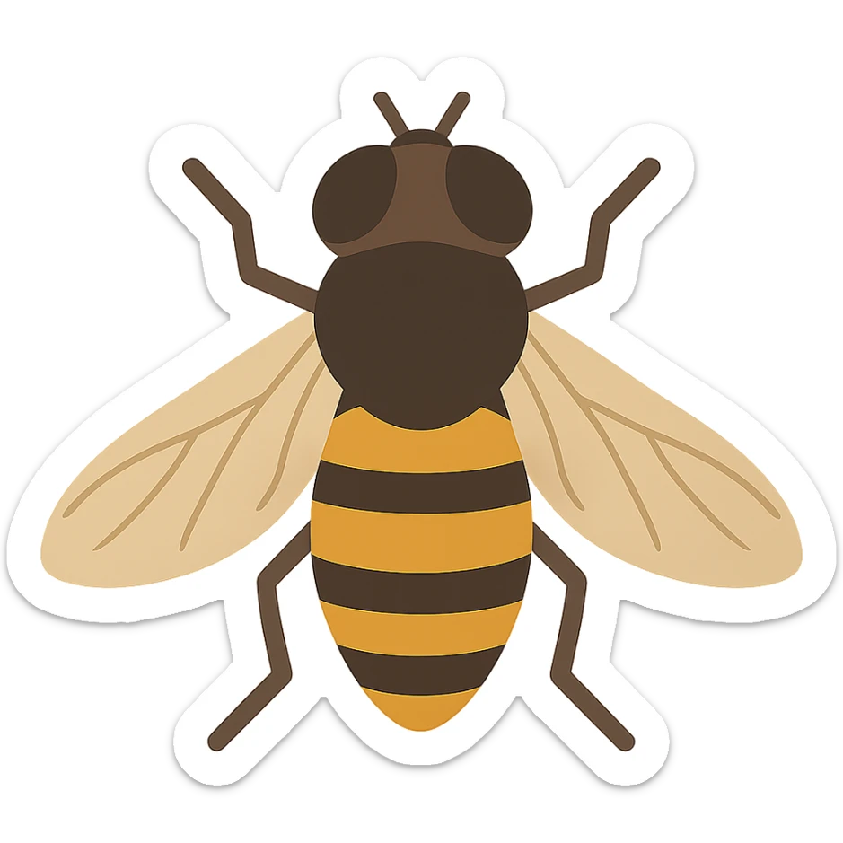 flat toon style dronefly insect sticker