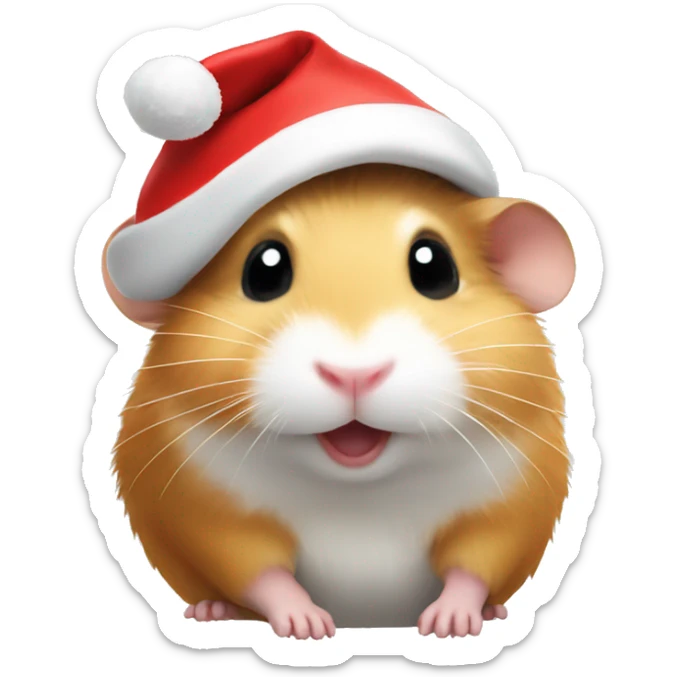 A hamster wearing a Santa hat sticker