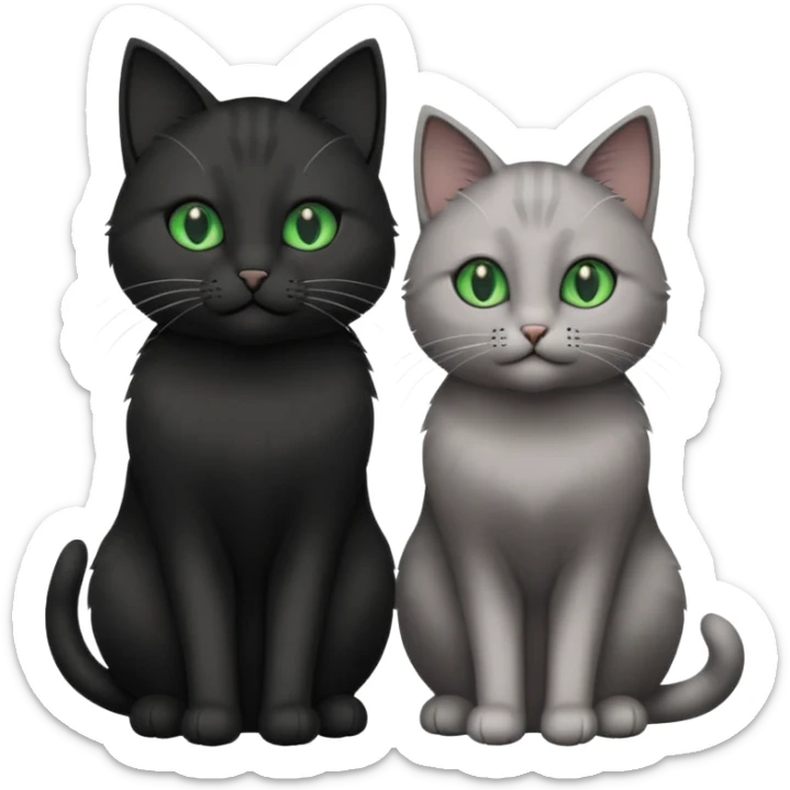 You can make an emoji of two cats looking at each other, one black and the other gray. sticker