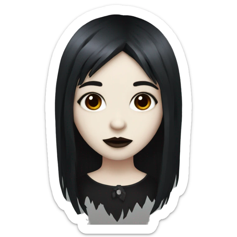 goth girl that has pale white skin and Long Dark Red hair and has fringe bangs sticker