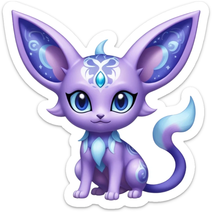 Shiny Exotic Cute Adorable Majestic Ethereal Sparkly Espeon-Meowstic-Hybrid-Creature with pattern-markings sticker