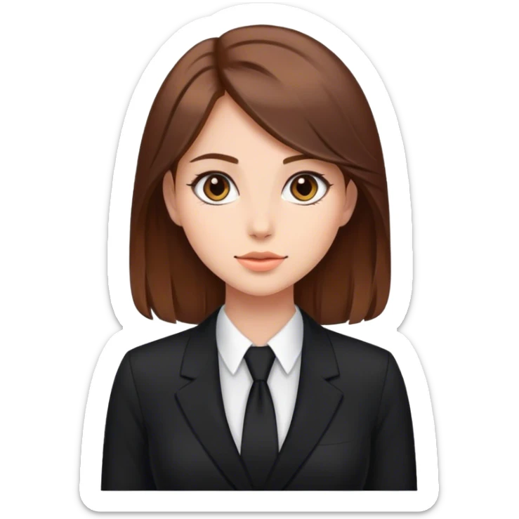 Beautiful girl, brown hair , in black suit  sticker