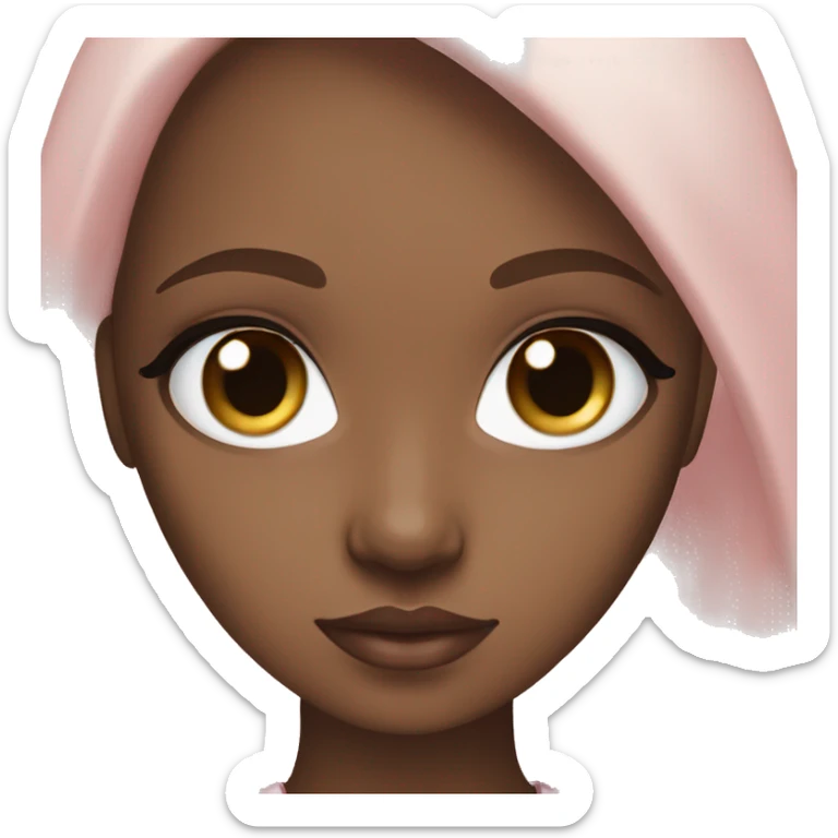 brown doll eyes, brown hair, feminine, pink, white girl, angelic sticker