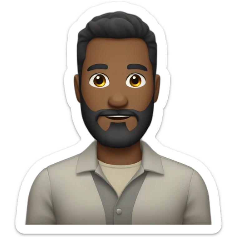 Cara de un chico delgado barba canosa pelo negro corto por abajo y màs largo por arriba pelo moreno con barba corta canosa sticker