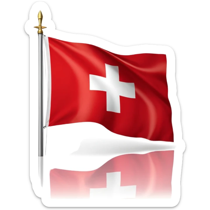 Apple iOS emoji style, drapeau savoyard, carré aux coins arrondis, fond rouge vif légèrement dégradé, croix blanche épaisse parfaitement centrée, rendu lisse et propre, léger effet glossy iOS, contraste élevé, design minimaliste, lisible en petite taille, fond transparent, haute résolution. sticker