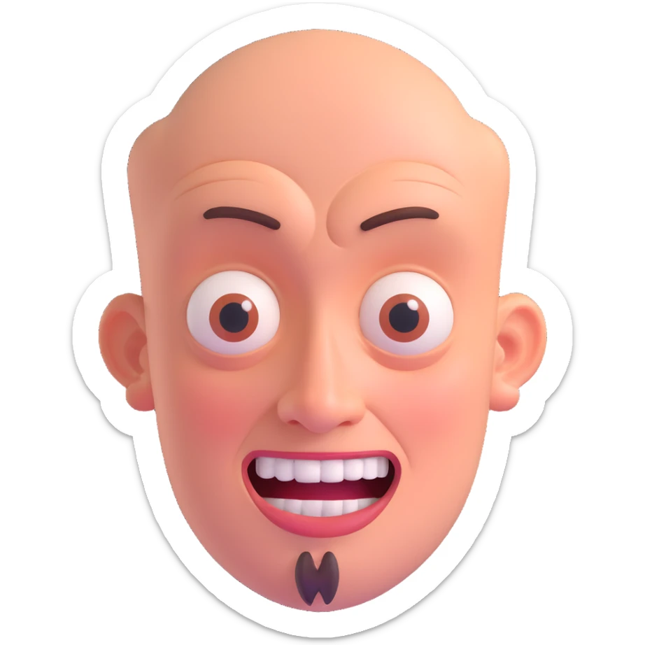 discord role icon for a psychiatric clinic, absurdly funny patient character with exaggerated facial features, playful and memorable, 3D style, color #6fe8f3 sticker