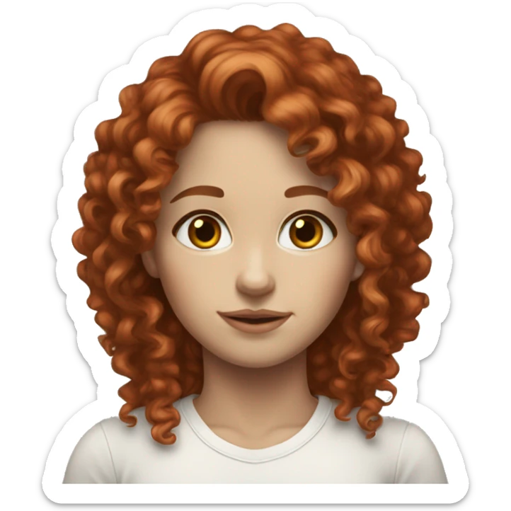 white skin red head brown eyes female curly hair skinny sticker