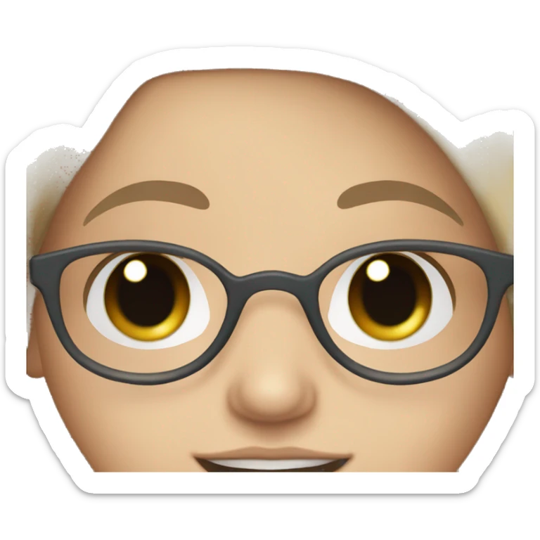 white girl brown eyes, blue and black hair and white glasses sticker