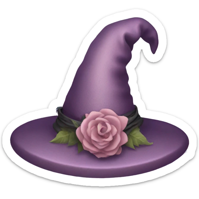 Mauve floral witch hat sticker
