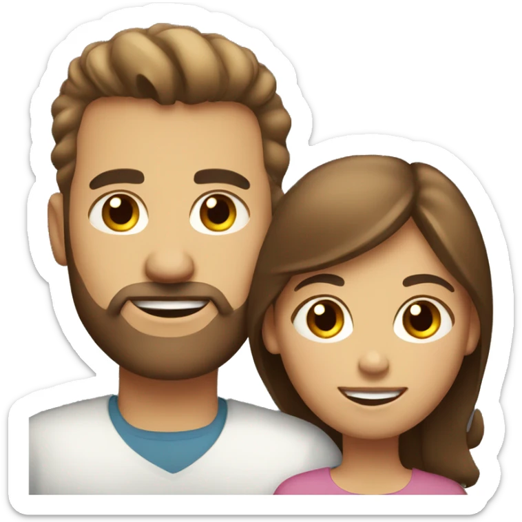 White family, brown hair, brown eyes, dad, mom and daughter sticker