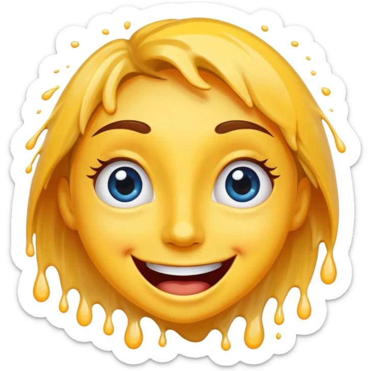 A joyful face emoji with wide eyes and a big smile, tears of laughter flowing. The face radiates positive energy, surrounded by vibrant splashes in dynamic brush strokes. sticker