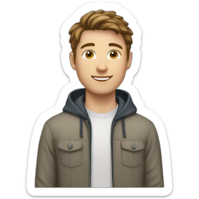 a white male student with short brown hair with hairstyle French crop sticker