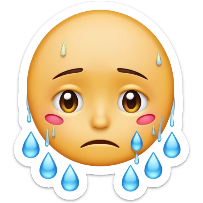 cartoon sad emoji with tears, colorful and cheerful, no text, suitable for WhatsApp and Instagram sticker
