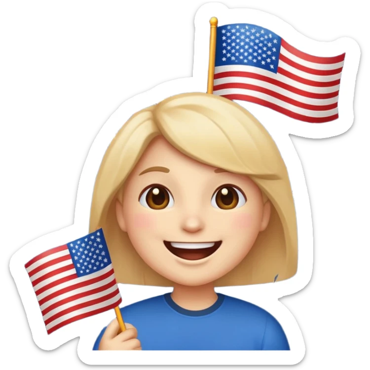 festive emoji for the Fourth of July with fireworks, American flag, and cheerful expression sticker