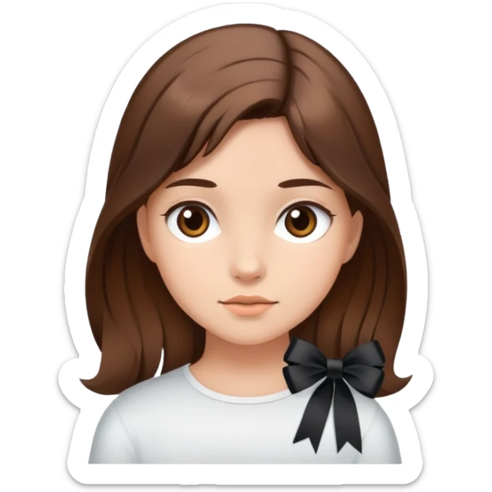Girl with black ribbon and brown hair  sticker