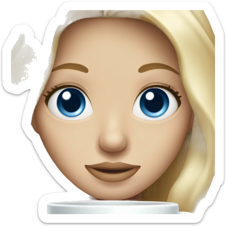 long blonde hair blue eyed girl holding coffee sticker