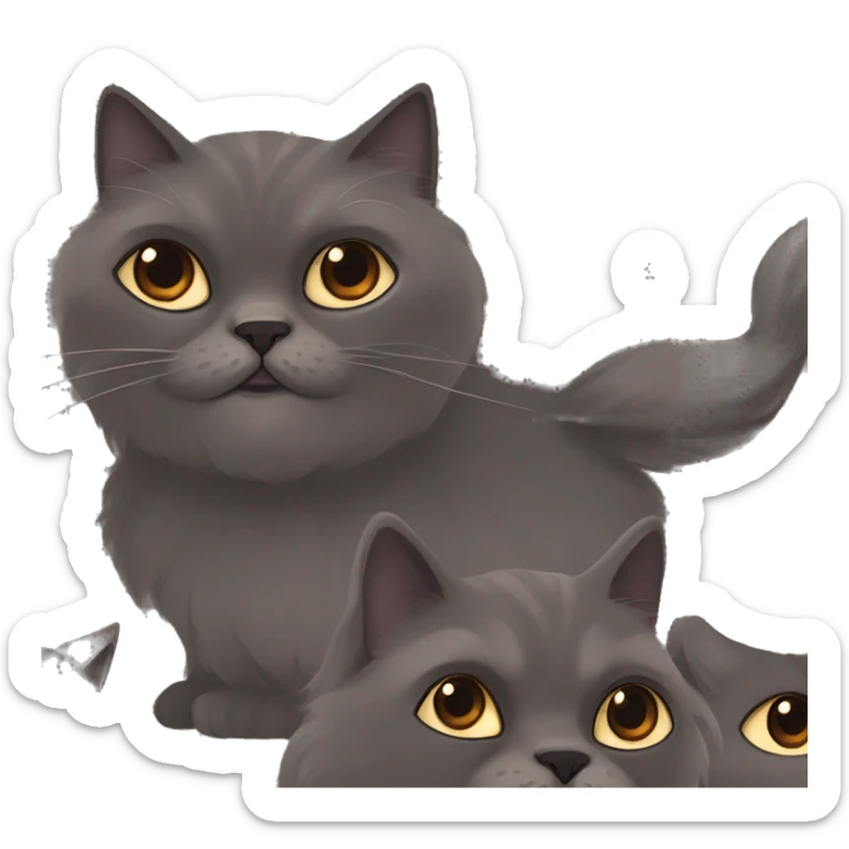 dark gray persian cat with brown eyes with girl with brown hair sticker
