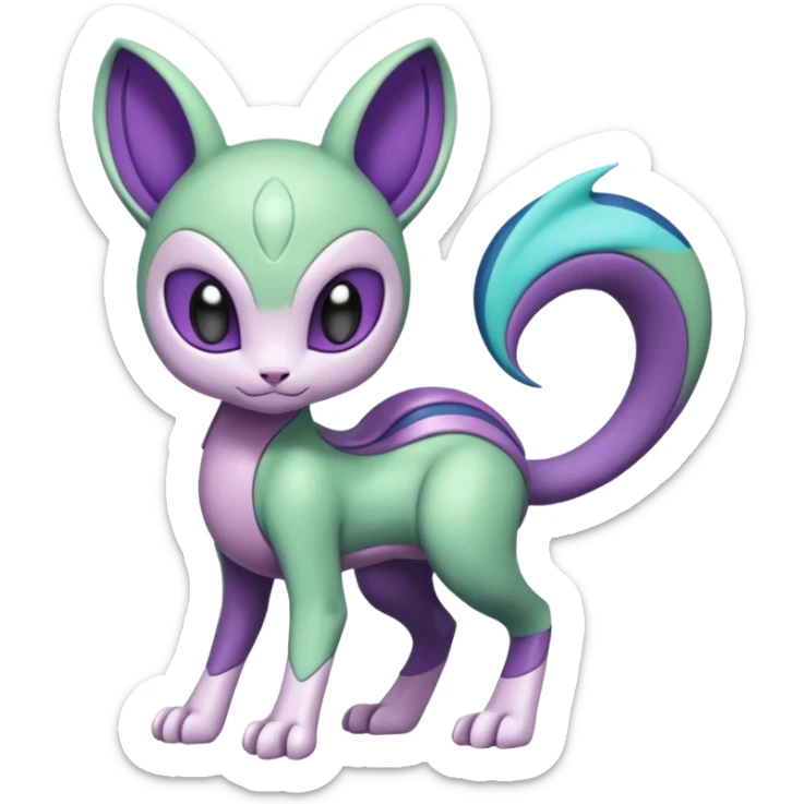 Colorful Exotic Meloetta-Mewtwo-Virizion-Venom-Stitch-Fakémon-creature-hybrid sticker