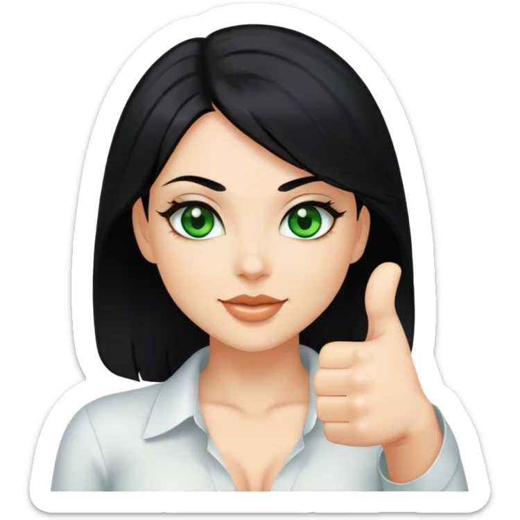 Sexy lady with black hair and green eyes thumbs up    sticker