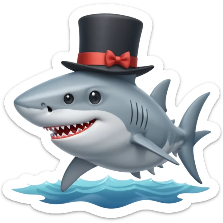 Shark with a top hat sticker