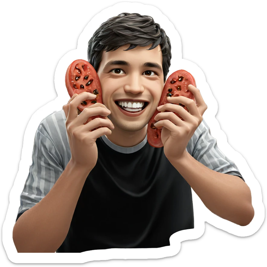 happy boy enjoying a meal sticker