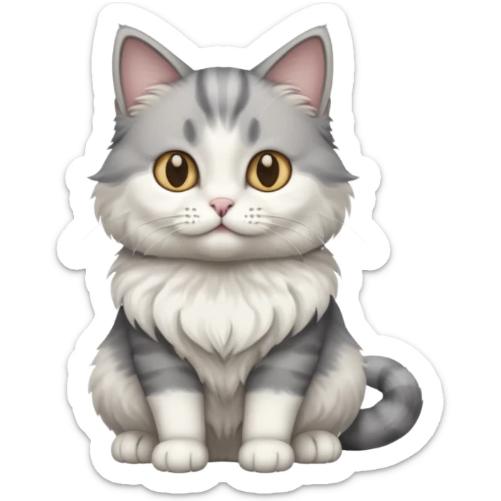 a grey and white cat sitting regally sticker