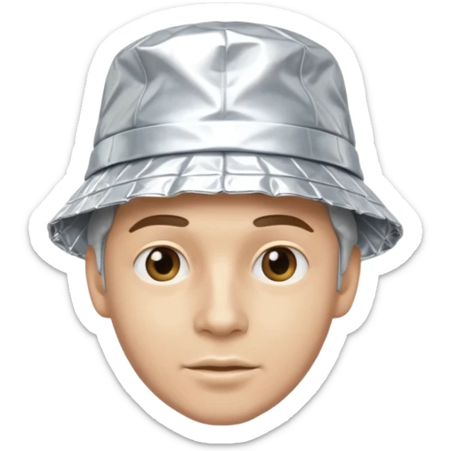 a man with aluhut für verschwörungstheorien wo der hut immernoch wie aluminiumpapier aussieht sticker