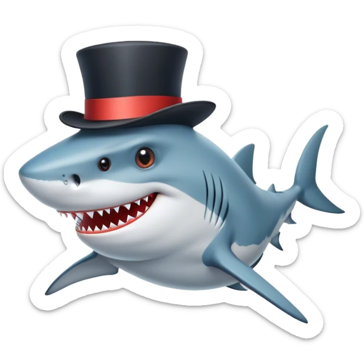 Shark with a top hat sticker
