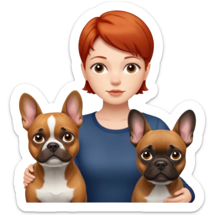 Redhead girl with french bulldog and belgian malinua sticker