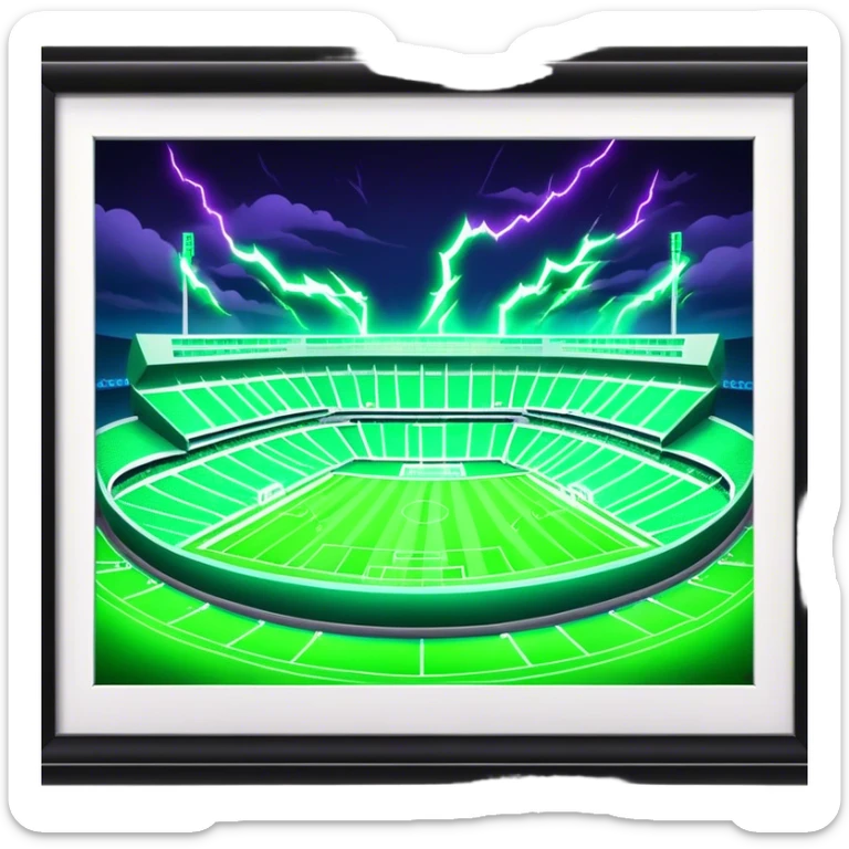 Cinematic realistic 3d neon green lightning above the football stadium sticker