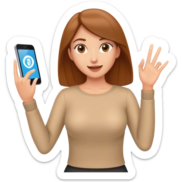 Animated Cartoon woman swiping up on an imaginary screen  sticker